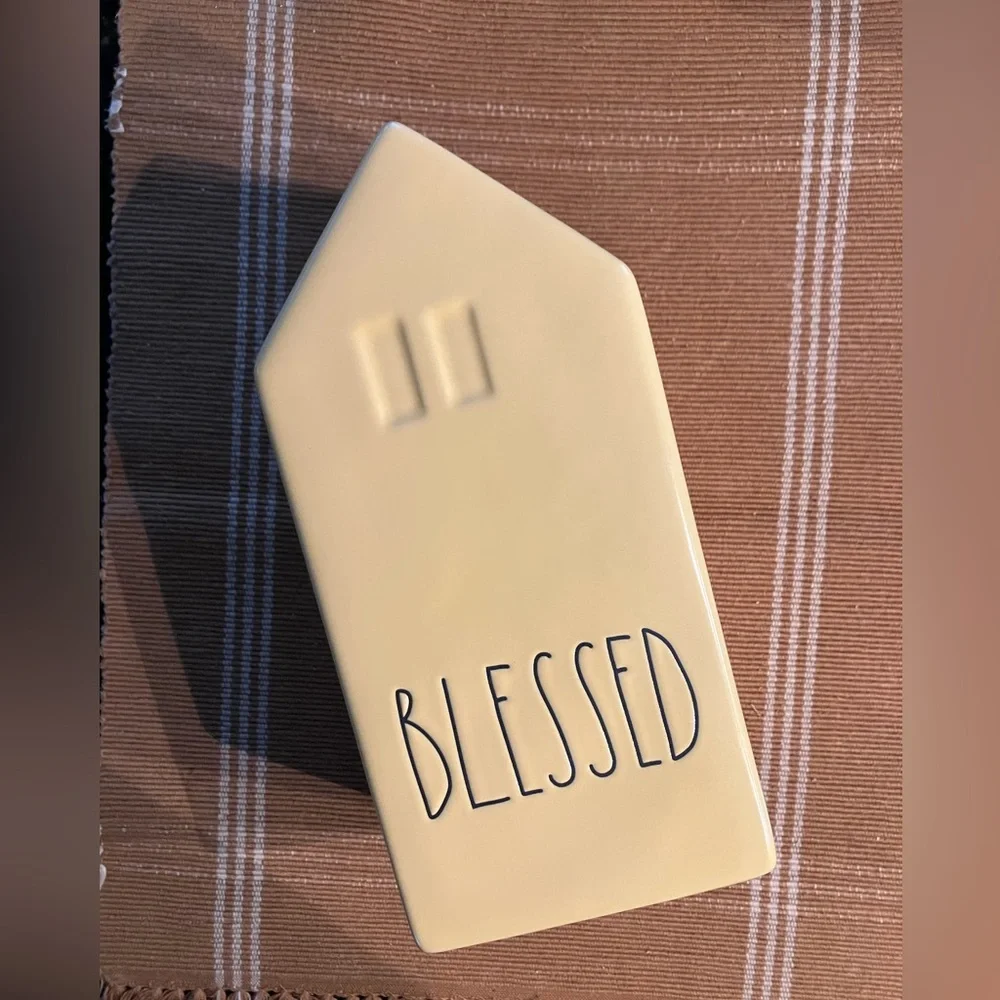 2/$30 Rae Dunn Buttery Yellow Blessed Home Vase 9”x4.25”x3.75” NWT